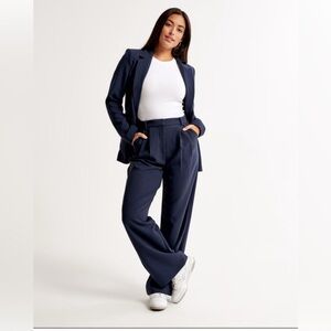 A&F Navy Wide-Leg Trousers